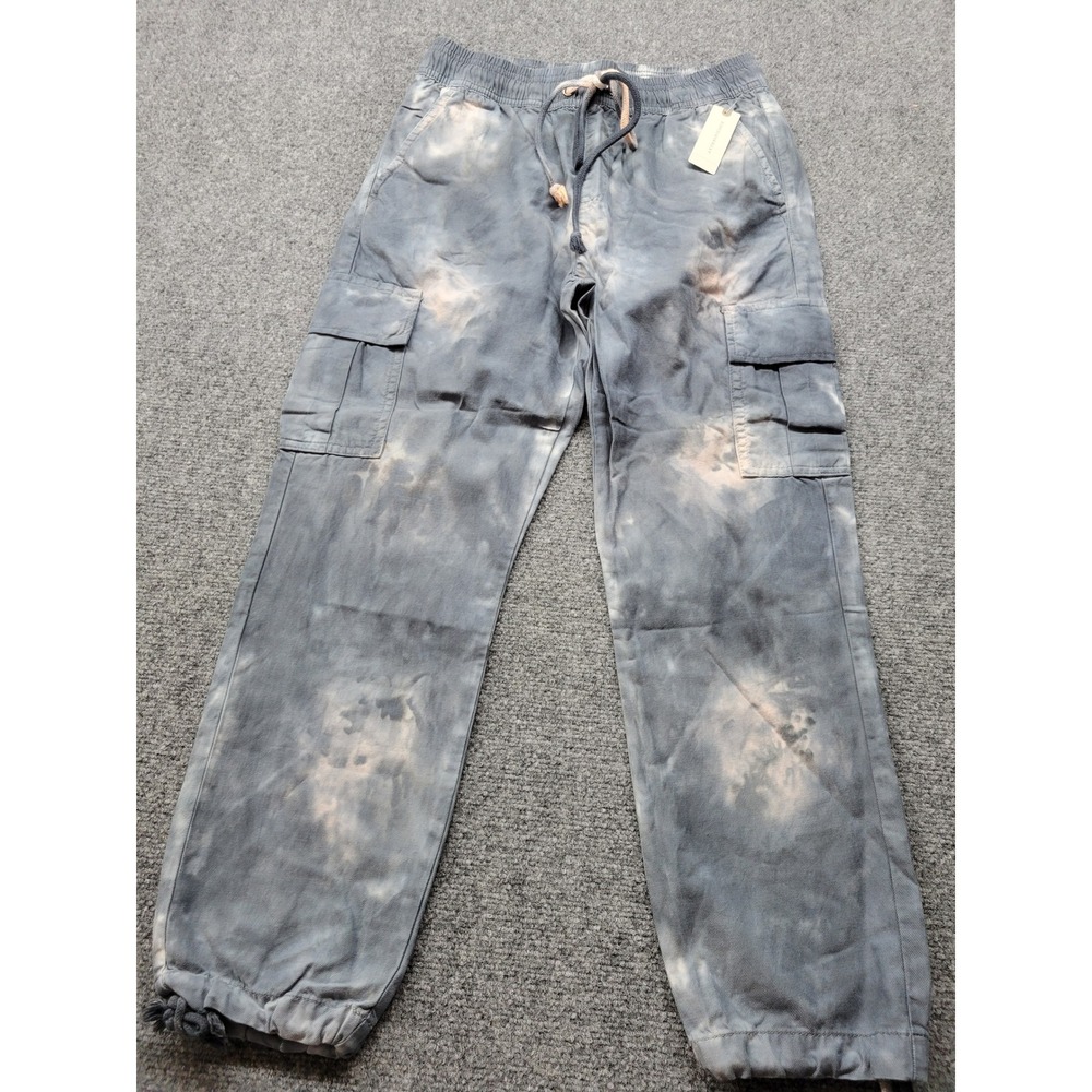 Sanctuary x Anthropologie Tie Dye Cargo Pants Navy Blue Cloud Wash CP0722AR6 S